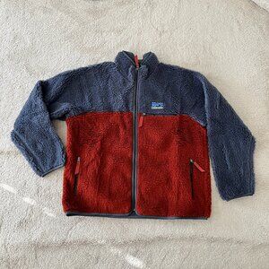 New Patagonia Men's Natural Blend Retro Cardigan Deep Pile Jackets XL red blue